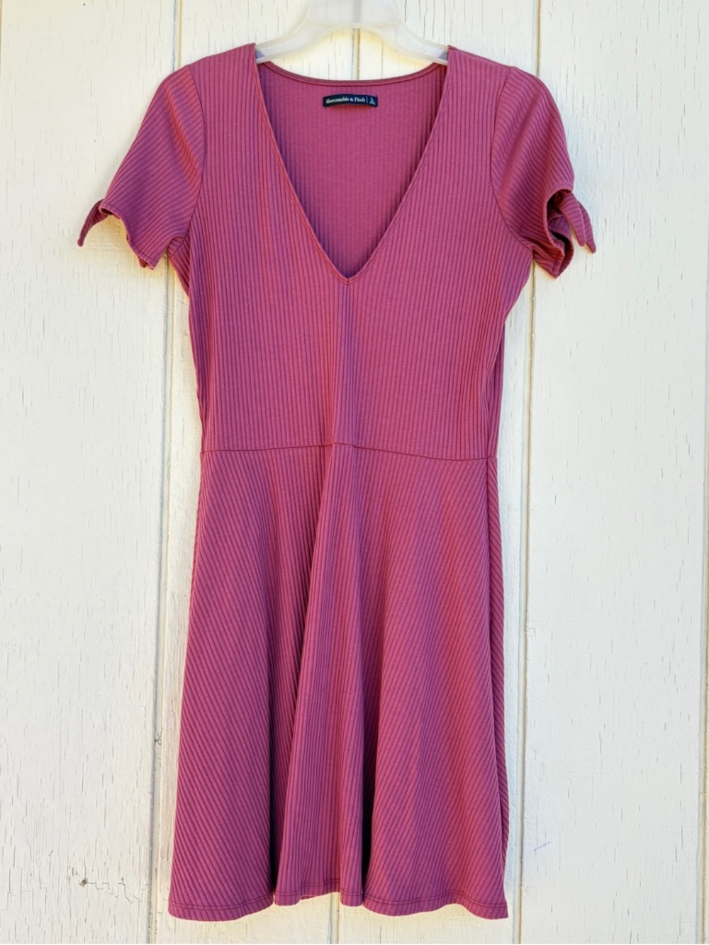 Abercrombie and Fitch Size Large Fit&Flare Dress Short Sleeve VNeck Cotton Blend